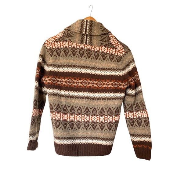 Telluride Clothing Co. Cardigan. Fair Isle Shawl Collar, 100% Wool, Size Small - Picture 4 of 11